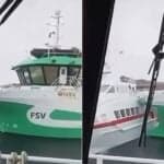 Video: Workboat Slams Into Moored Fast Ferry In Norway, Tears Large Gash In Hull