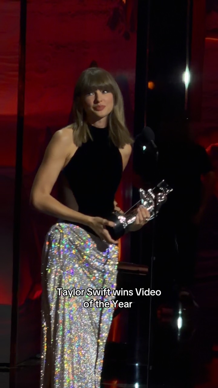 Taylor's VMA trophy joins the chaos, and honestly, the glamour fits